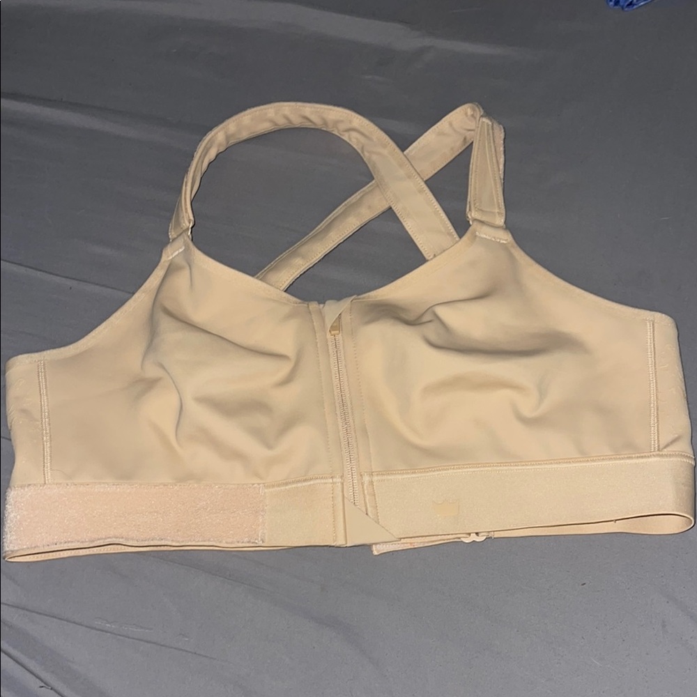 SHEFIT Cream Sports Bra with Crisscross Straps